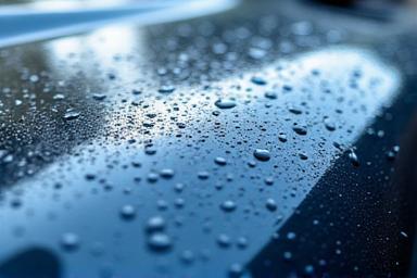 Water beading on ceramic coated car