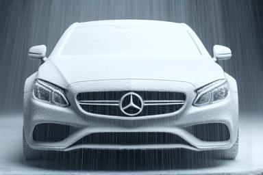 Car being washed with foam